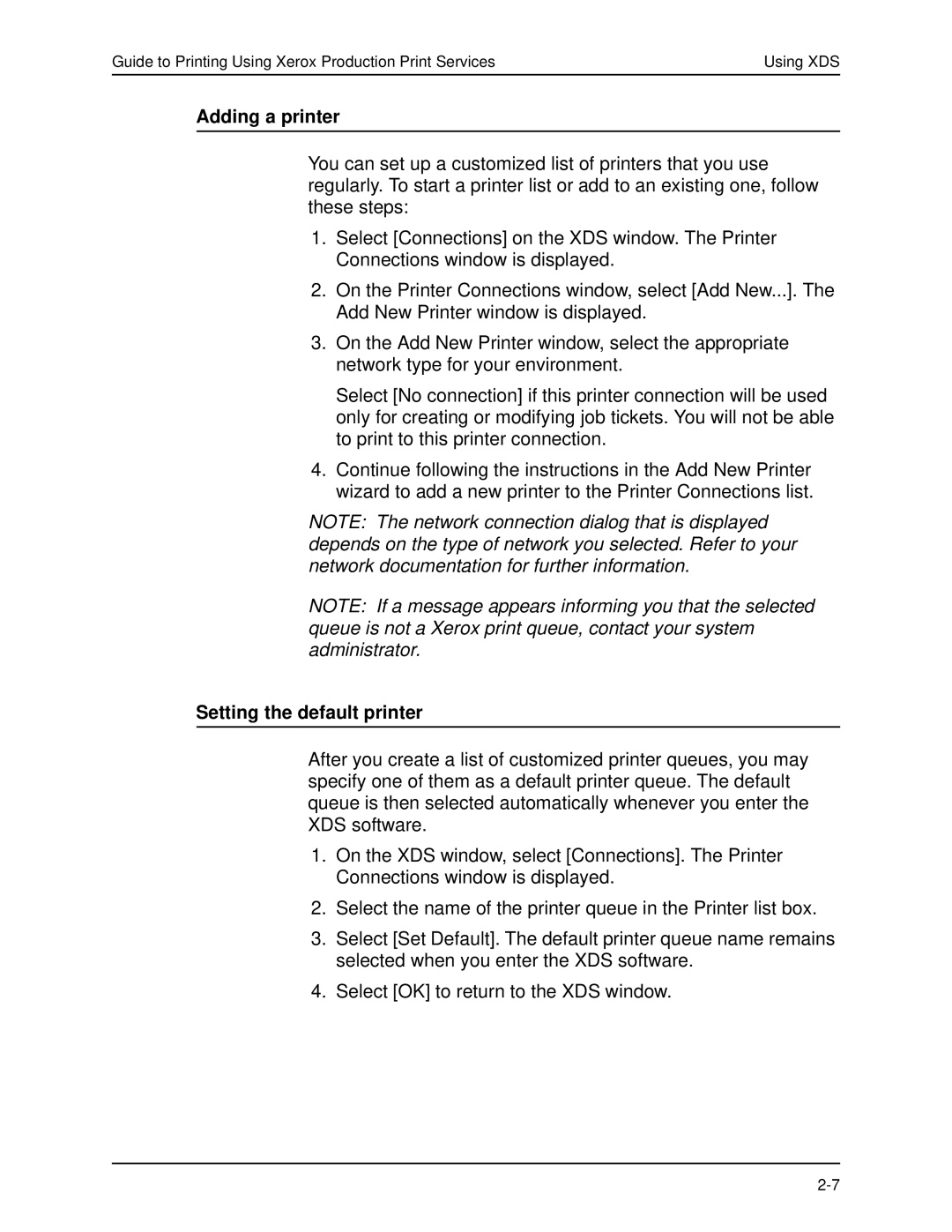 Xerox 701P40016 manual Adding a printer, Setting the default printer 