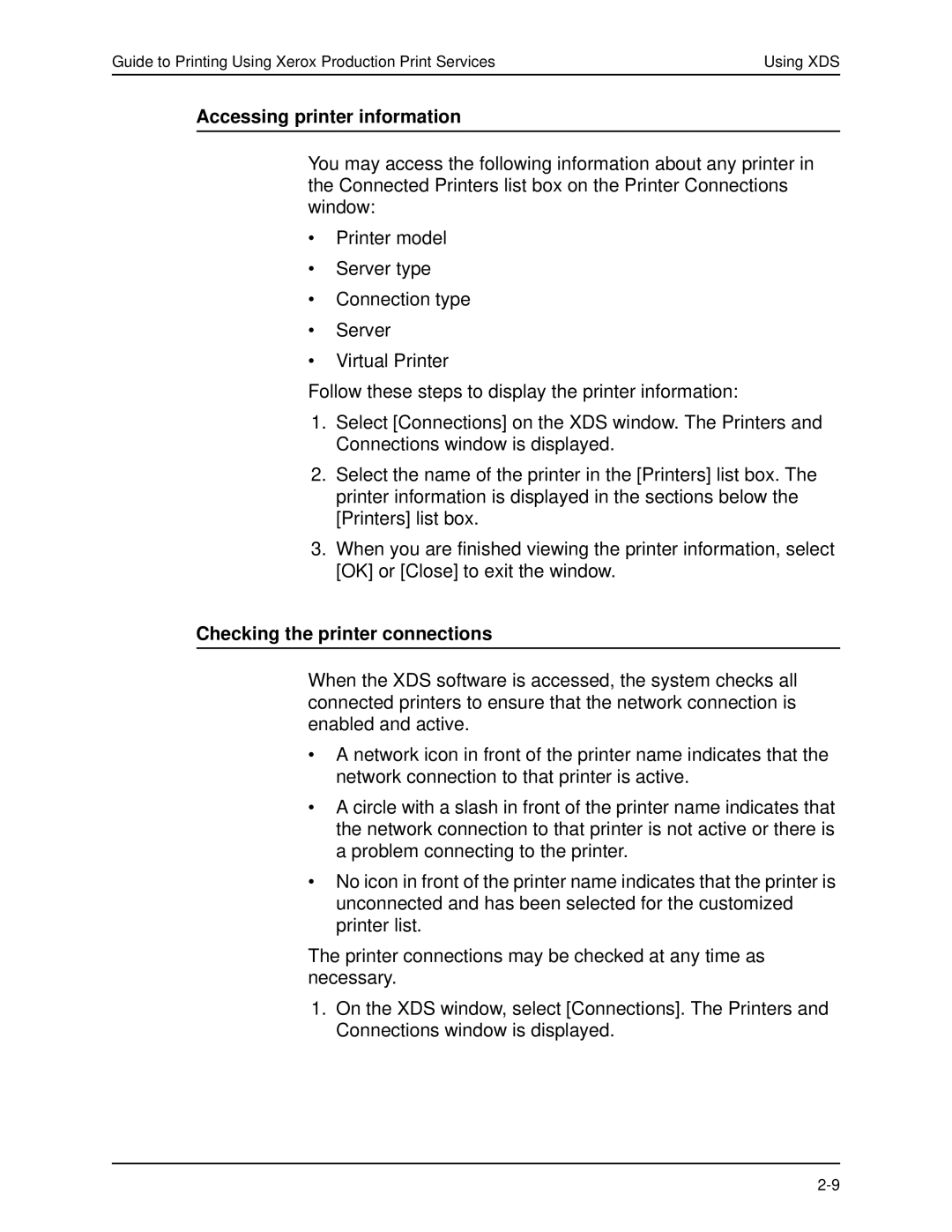 Xerox 701P40016 manual Accessing printer information, Checking the printer connections 