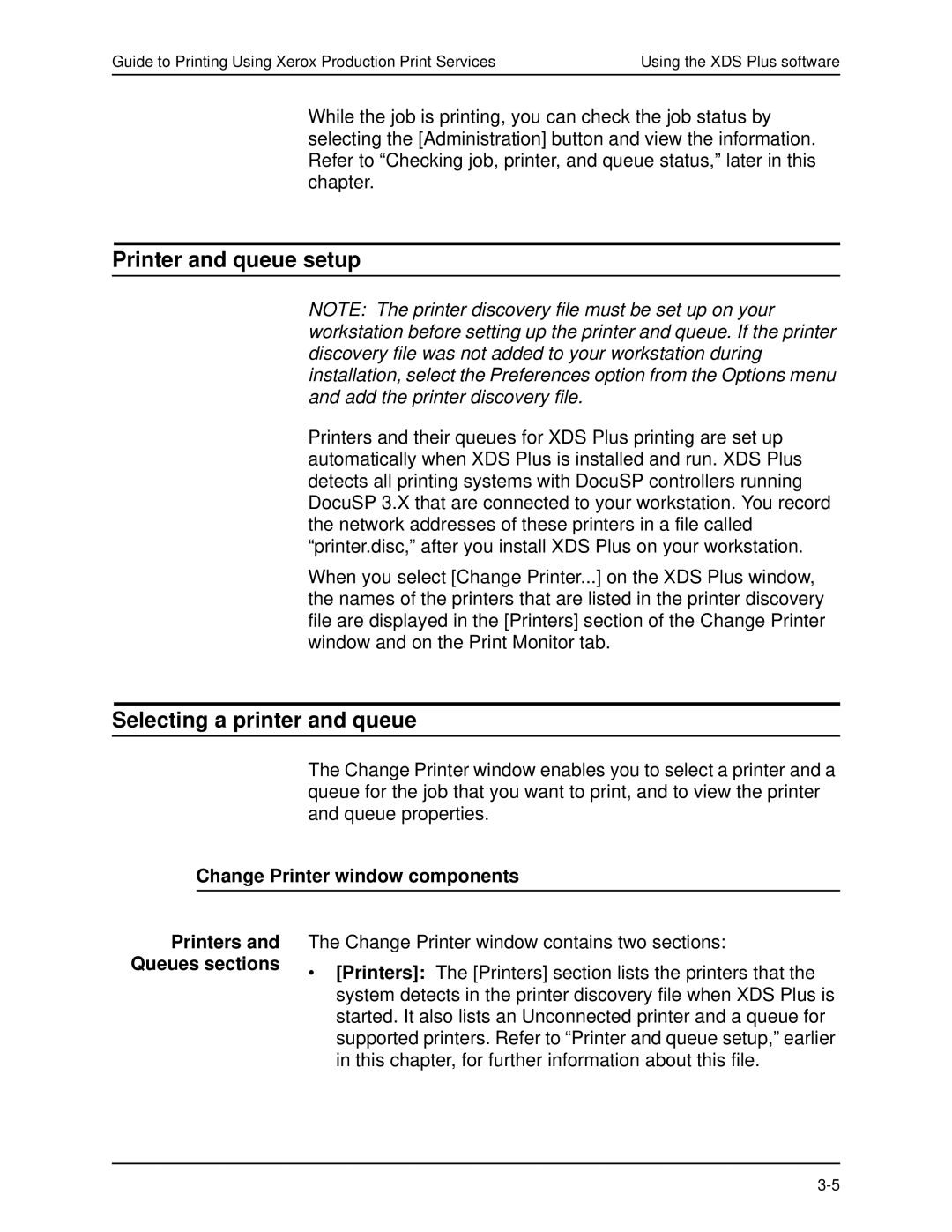 Xerox 701P40016 manual Printer and queue setup, Selecting a printer and queue 