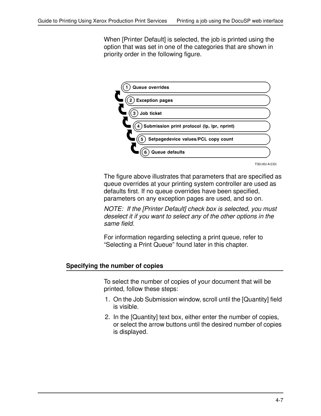 Xerox 701P40016 manual Specifying the number of copies 