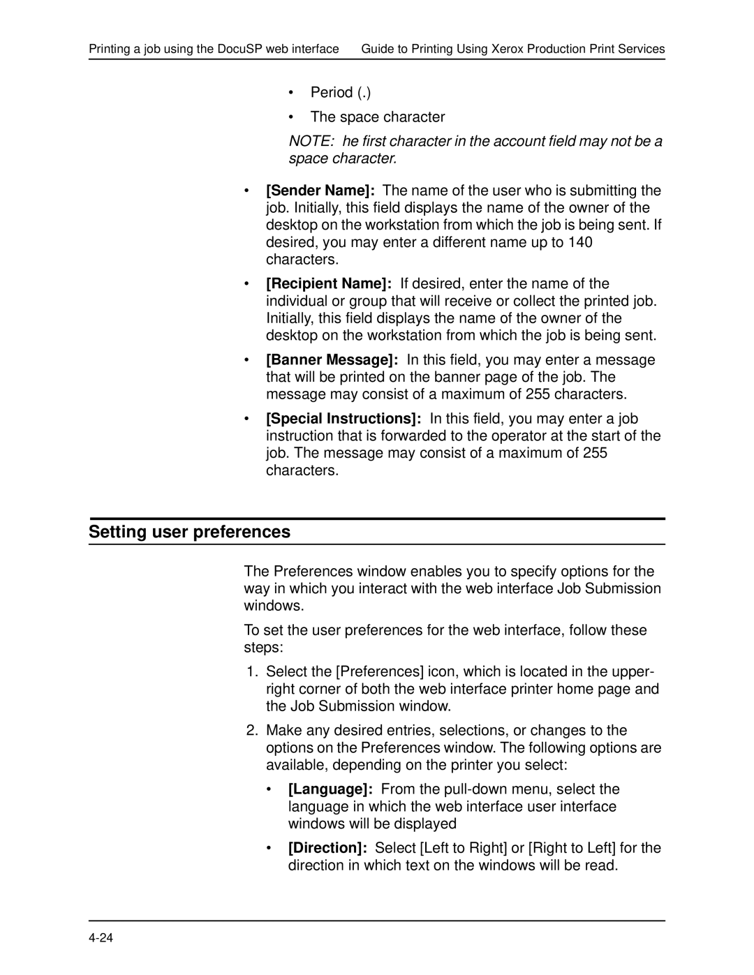 Xerox 701P40016 manual Setting user preferences 