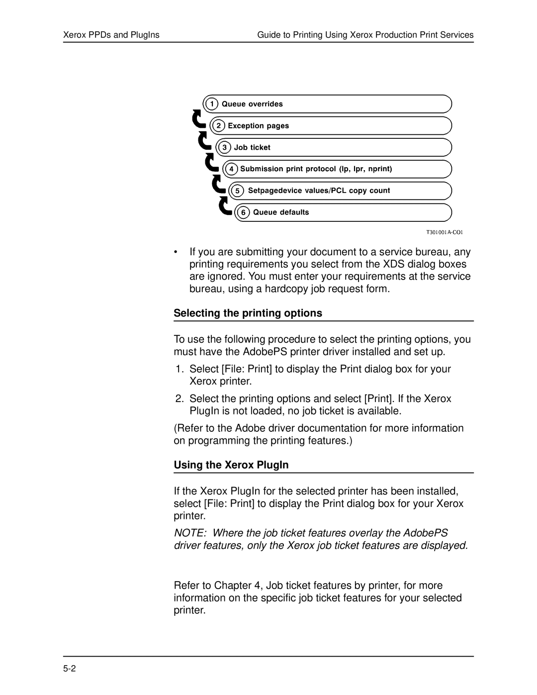 Xerox 701P40016 manual Selecting the printing options, Using the Xerox PlugIn 