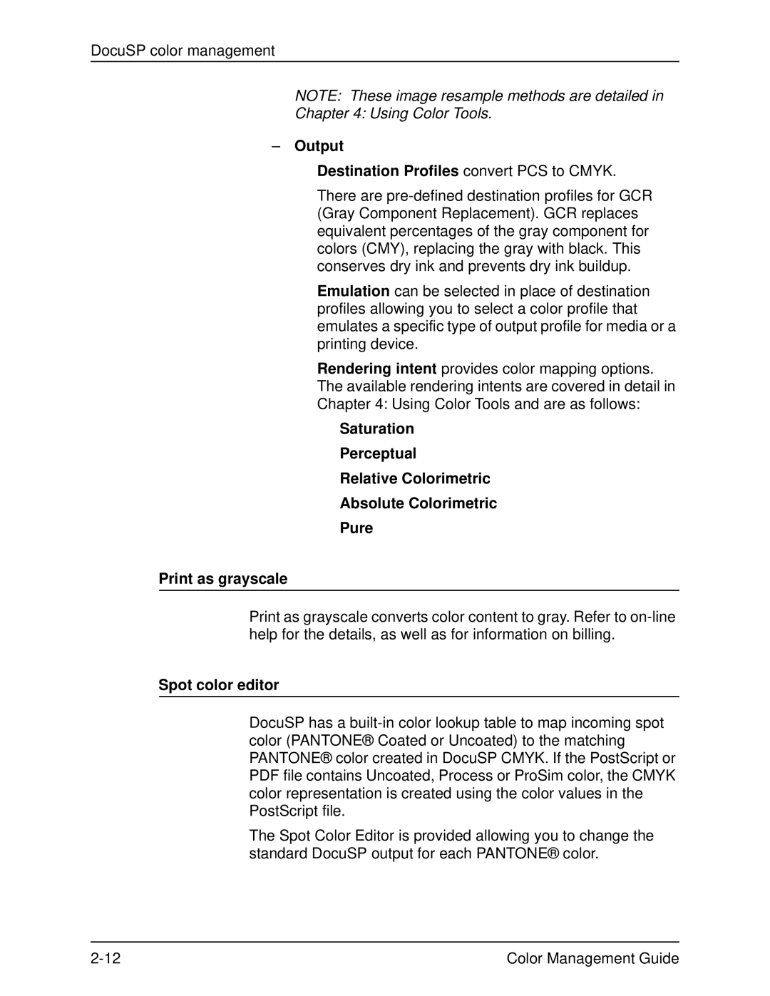 Xerox 701P40210 manual Output Destination Profiles convert PCS to Cmyk, Spot color editor 