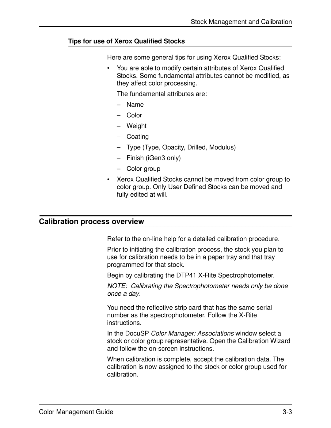 Xerox 701P40210 manual Calibration process overview, Tips for use of Xerox Qualified Stocks 