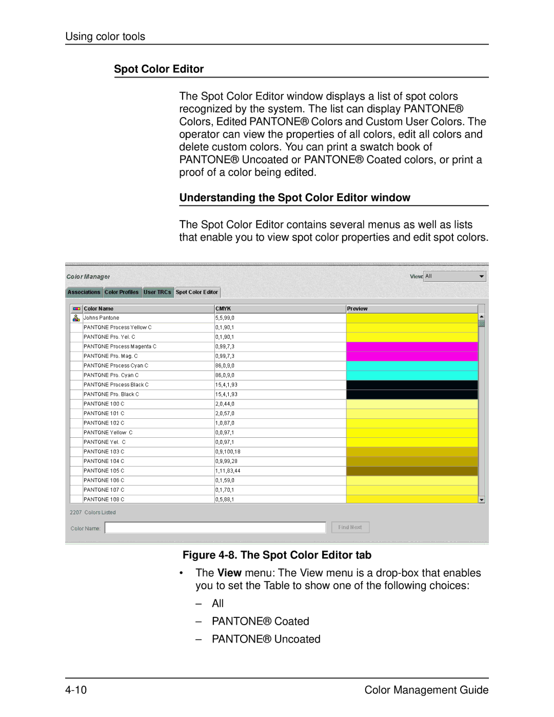 Xerox 701P40210 manual Understanding the Spot Color Editor window, Spot Color Editor tab 