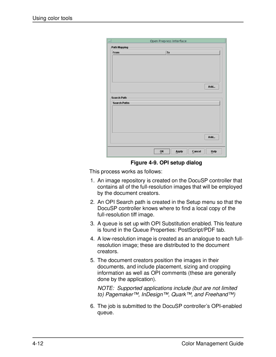 Xerox 701P40210 manual OPI setup dialog 