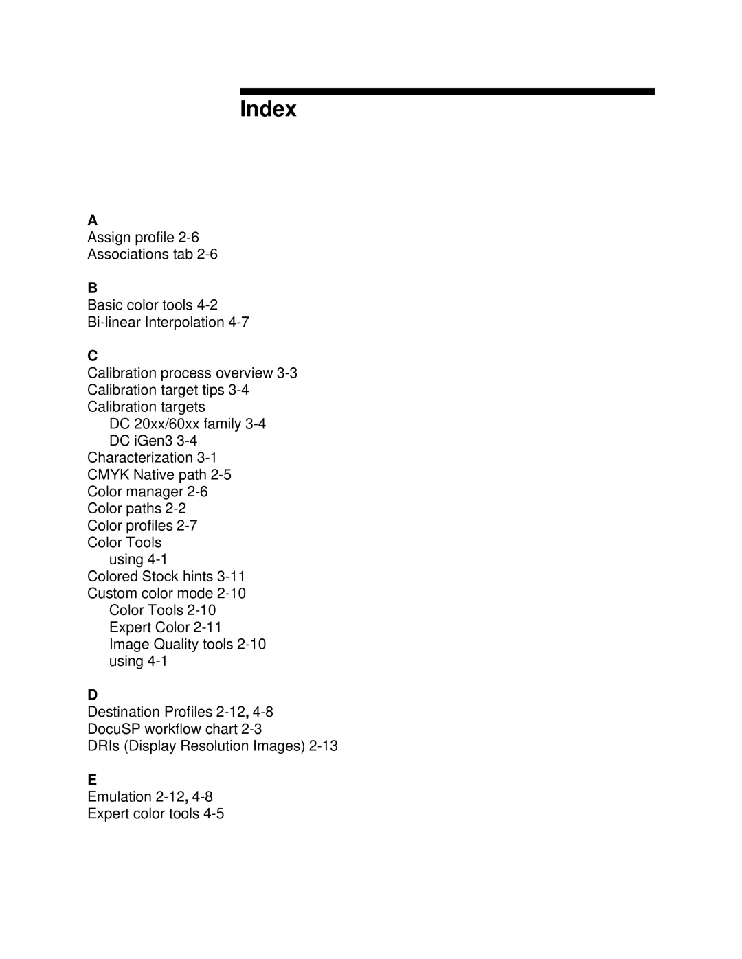 Xerox 701P40210 manual Index 