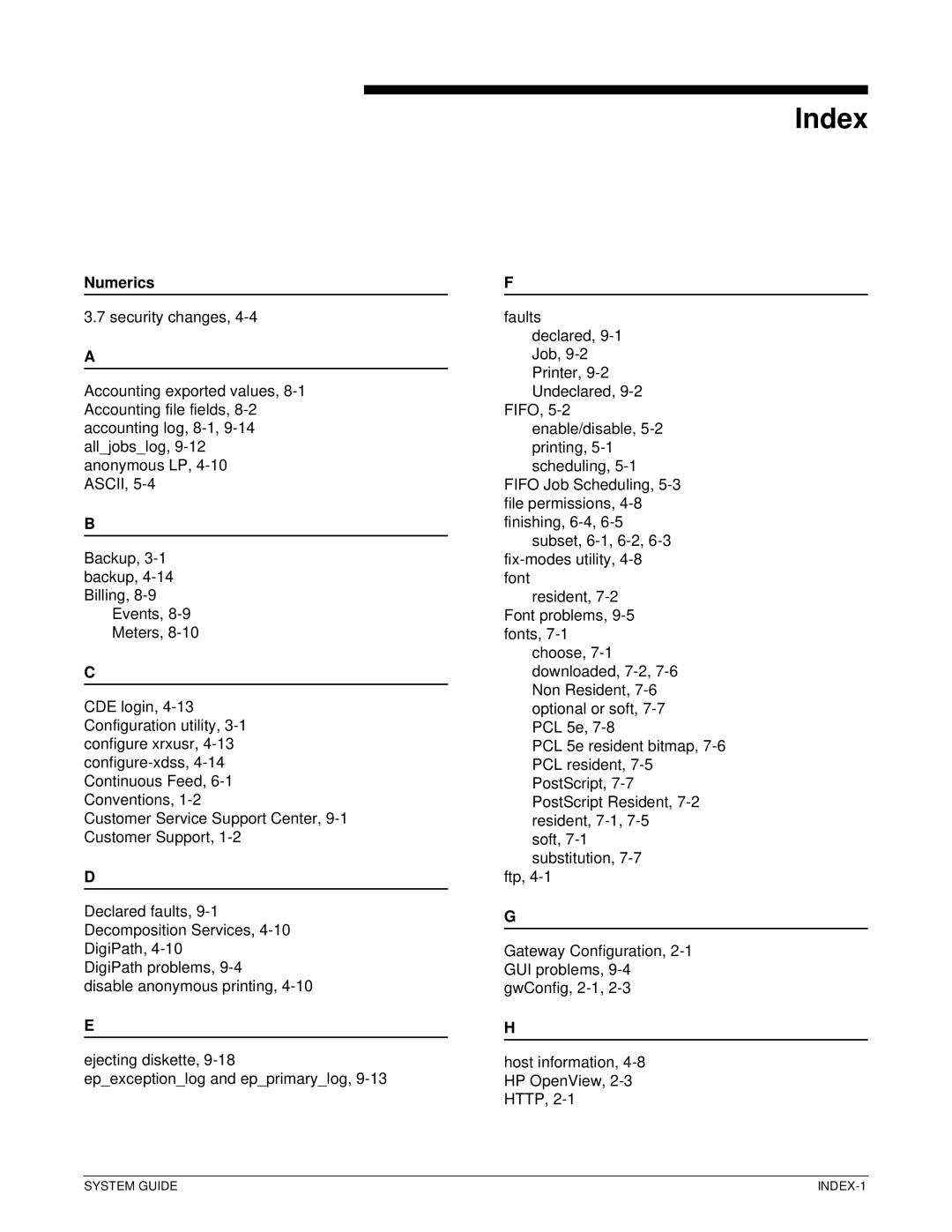 Xerox 701P40211 manual Index, Numerics 