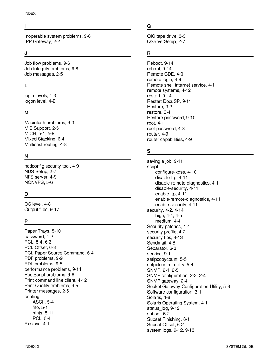 Xerox 701P40211 manual Index 