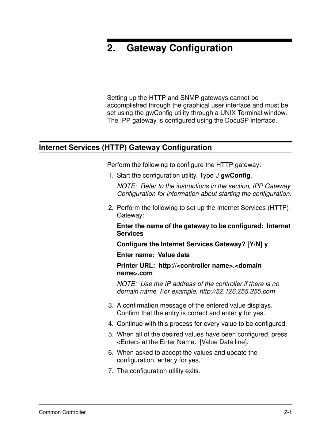 Xerox 701P40211 manual Internet Services Http Gateway Configuration 