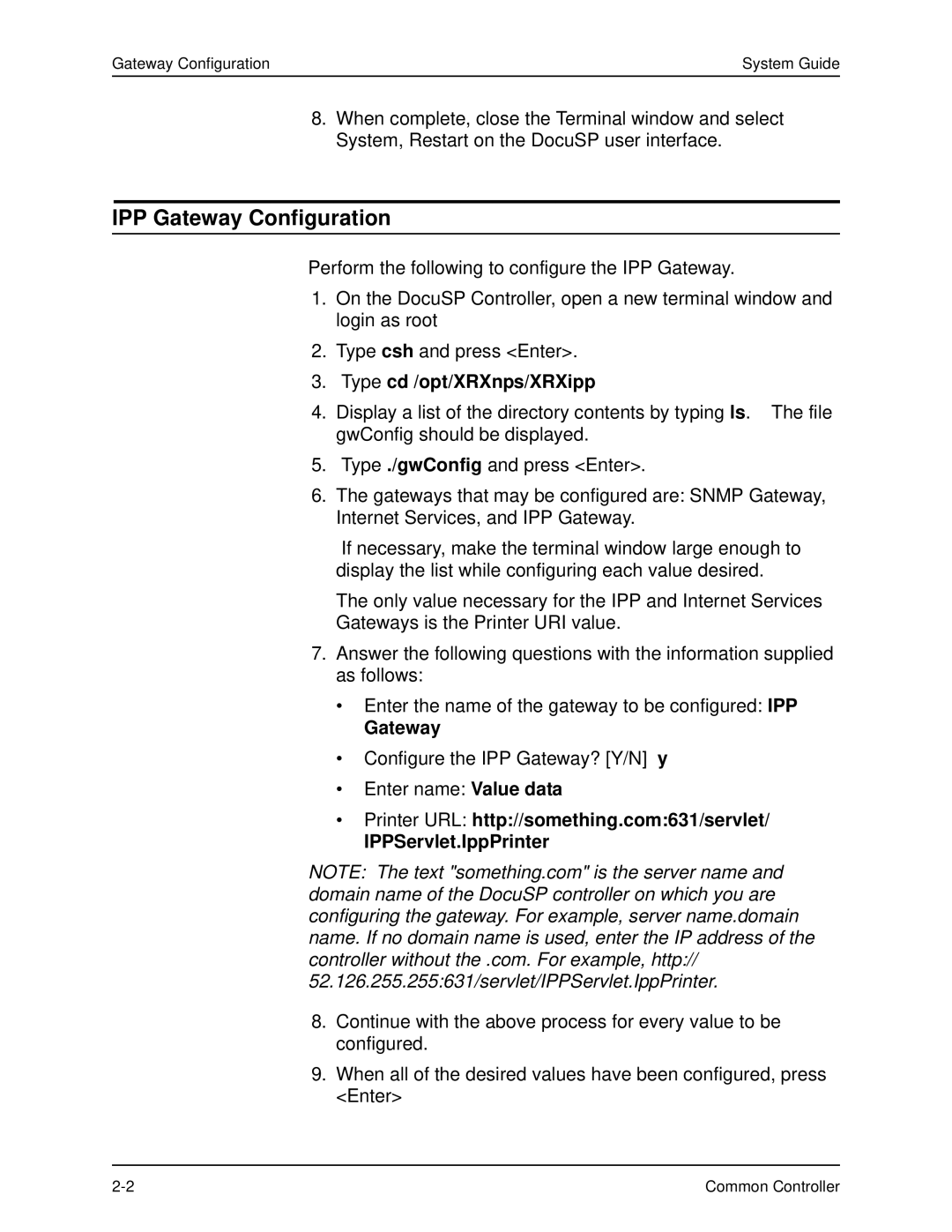 Xerox 701P40211 manual IPP Gateway Configuration, Type cd /opt/XRXnps/XRXipp 