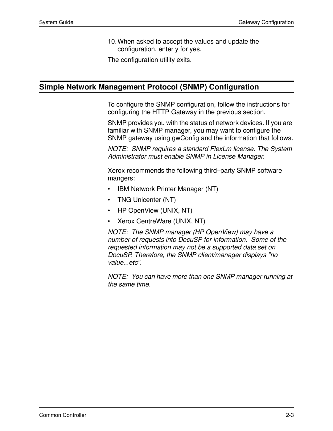 Xerox 701P40211 Simple Network Management Protocol Snmp Configuration, Administrator must enable Snmp in License Manager 