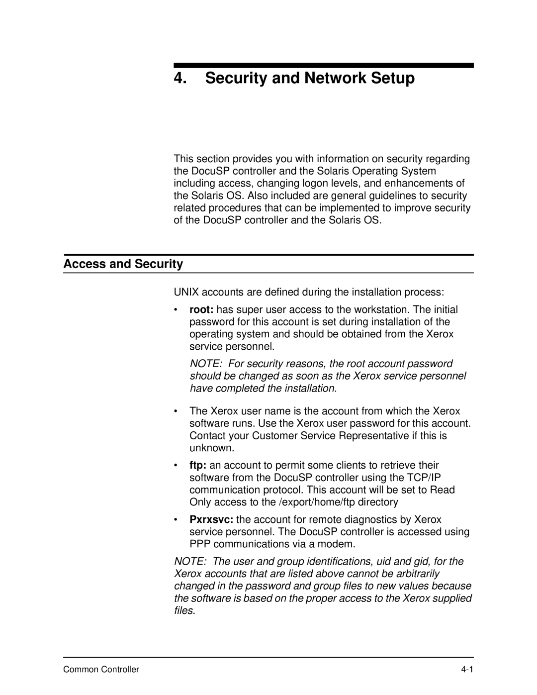 Xerox 701P40211 manual Security and Network Setup, Access and Security 