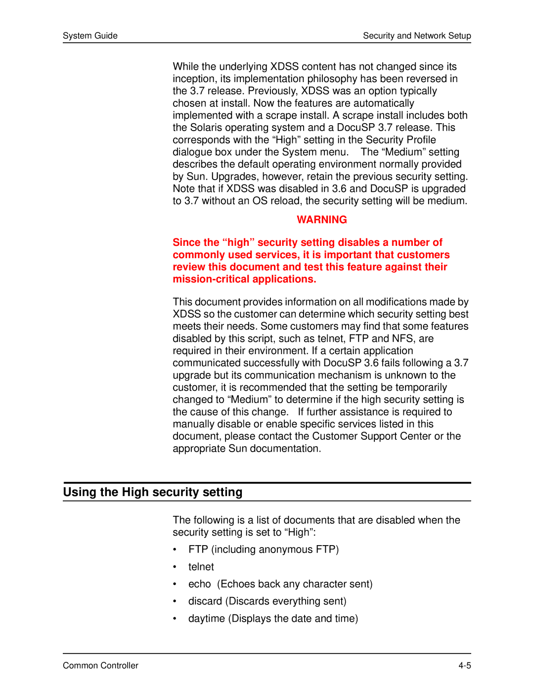 Xerox 701P40211 manual Using the High security setting 