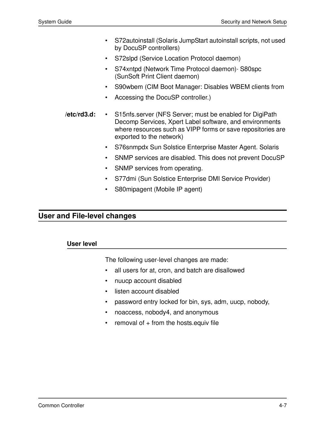 Xerox 701P40211 manual User and File-level changes, User level 