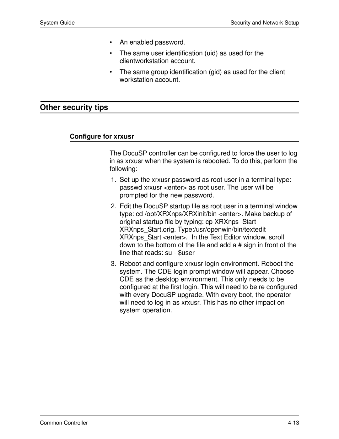 Xerox 701P40211 manual Other security tips, Configure for xrxusr 