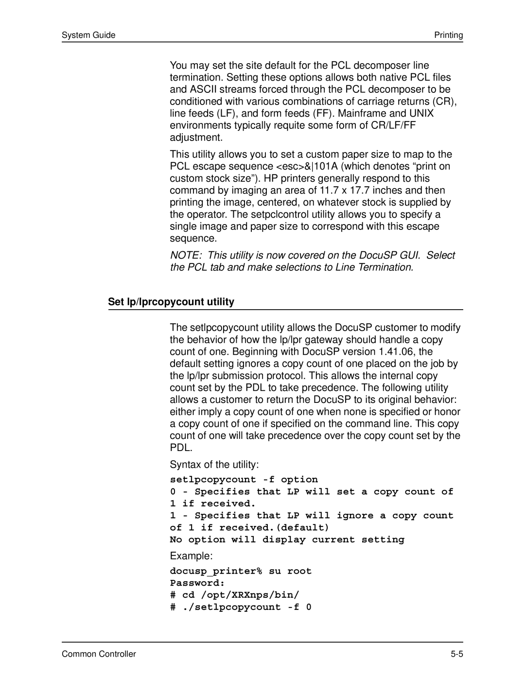 Xerox 701P40211 manual Set lp/lprcopycount utility 