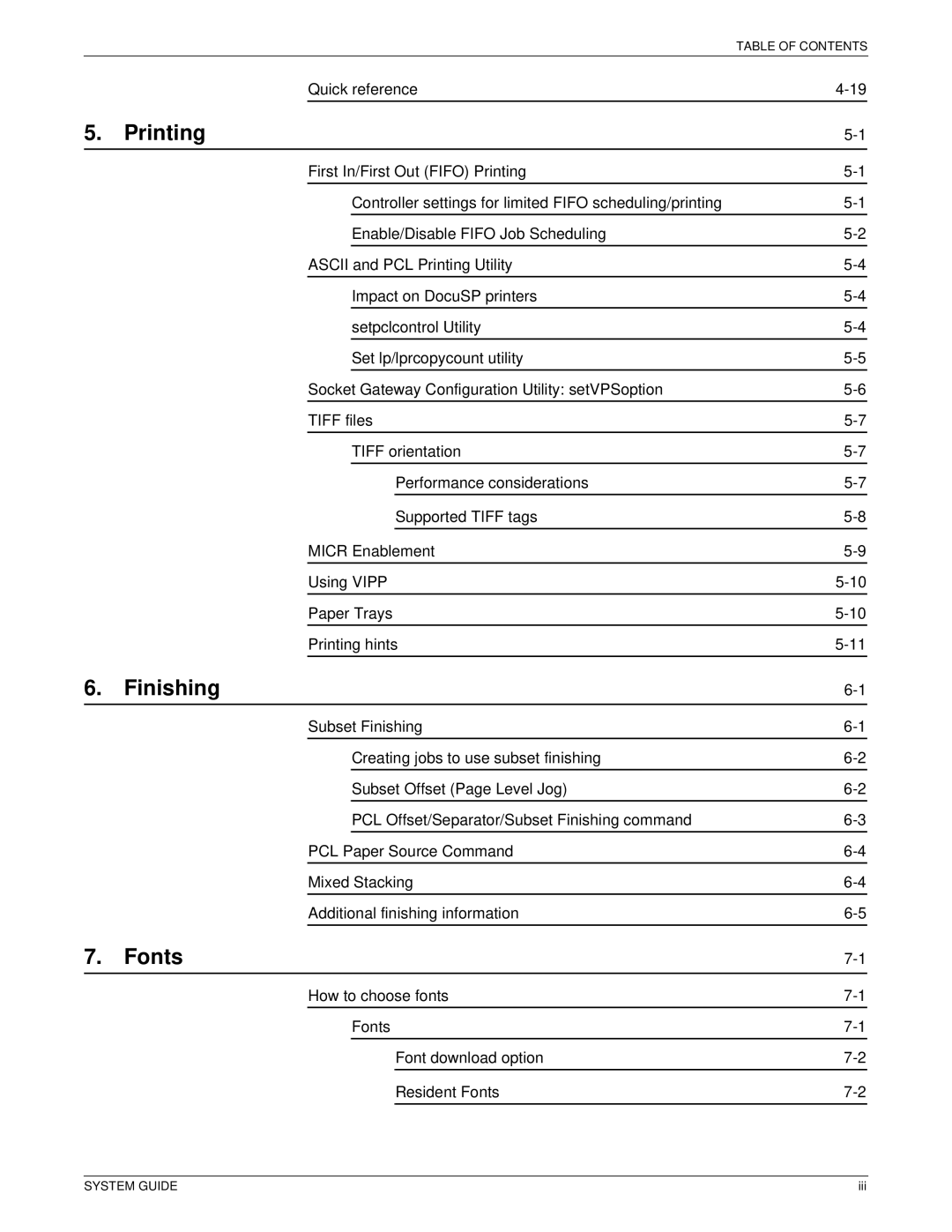 Xerox 701P40211 manual Printing, Finishing, Fonts 