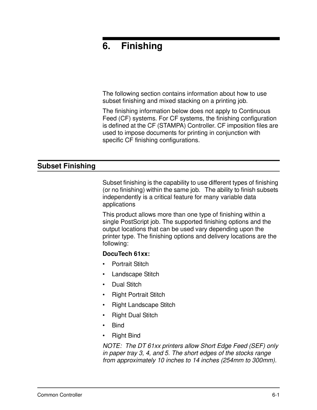 Xerox 701P40211 manual Subset Finishing, DocuTech 