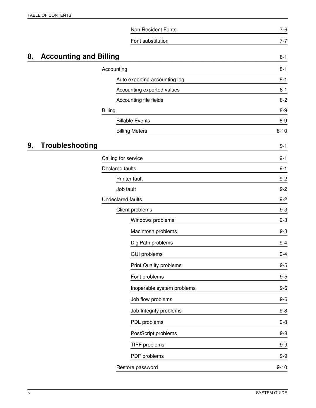 Xerox 701P40211 manual Accounting and Billing, Troubleshooting 