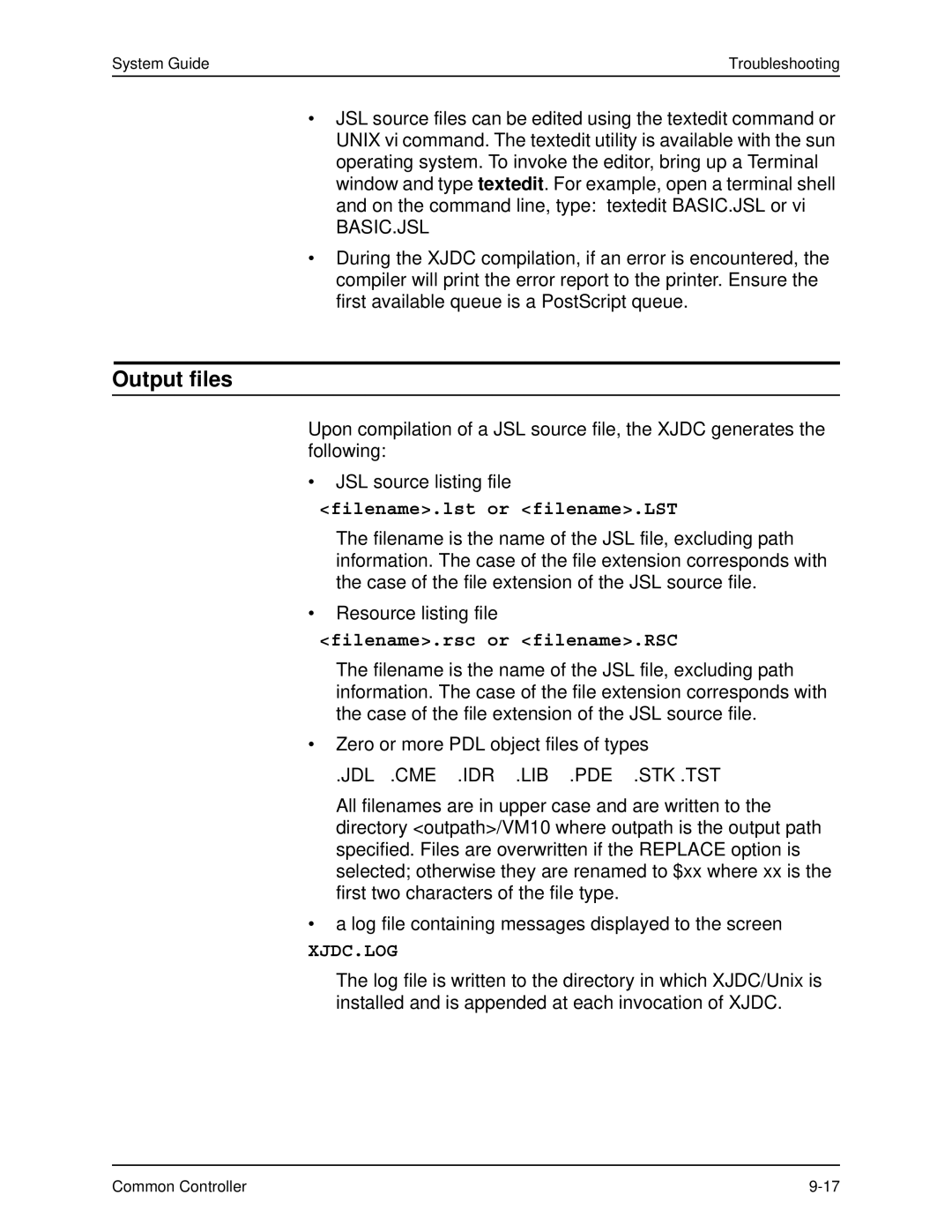 Xerox 701P40211 manual Output files, Basic.Jsl 