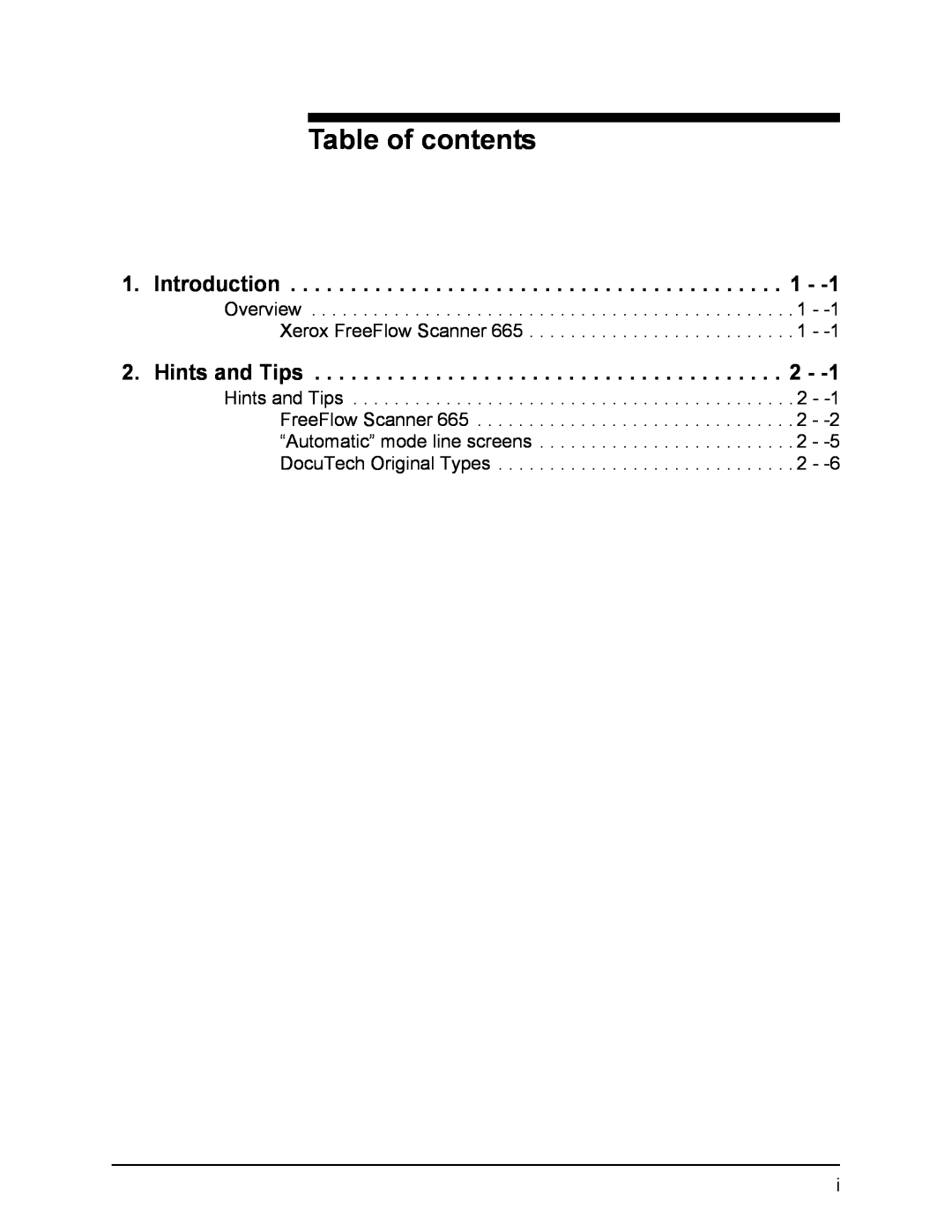 Xerox 701P41834 manual Table of contents 