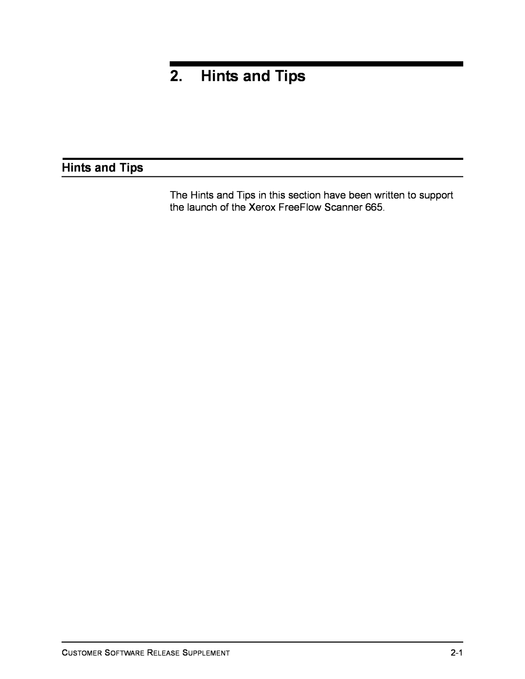 Xerox 701P41834 manual Hints and Tips, Customer Software Release Supplement 