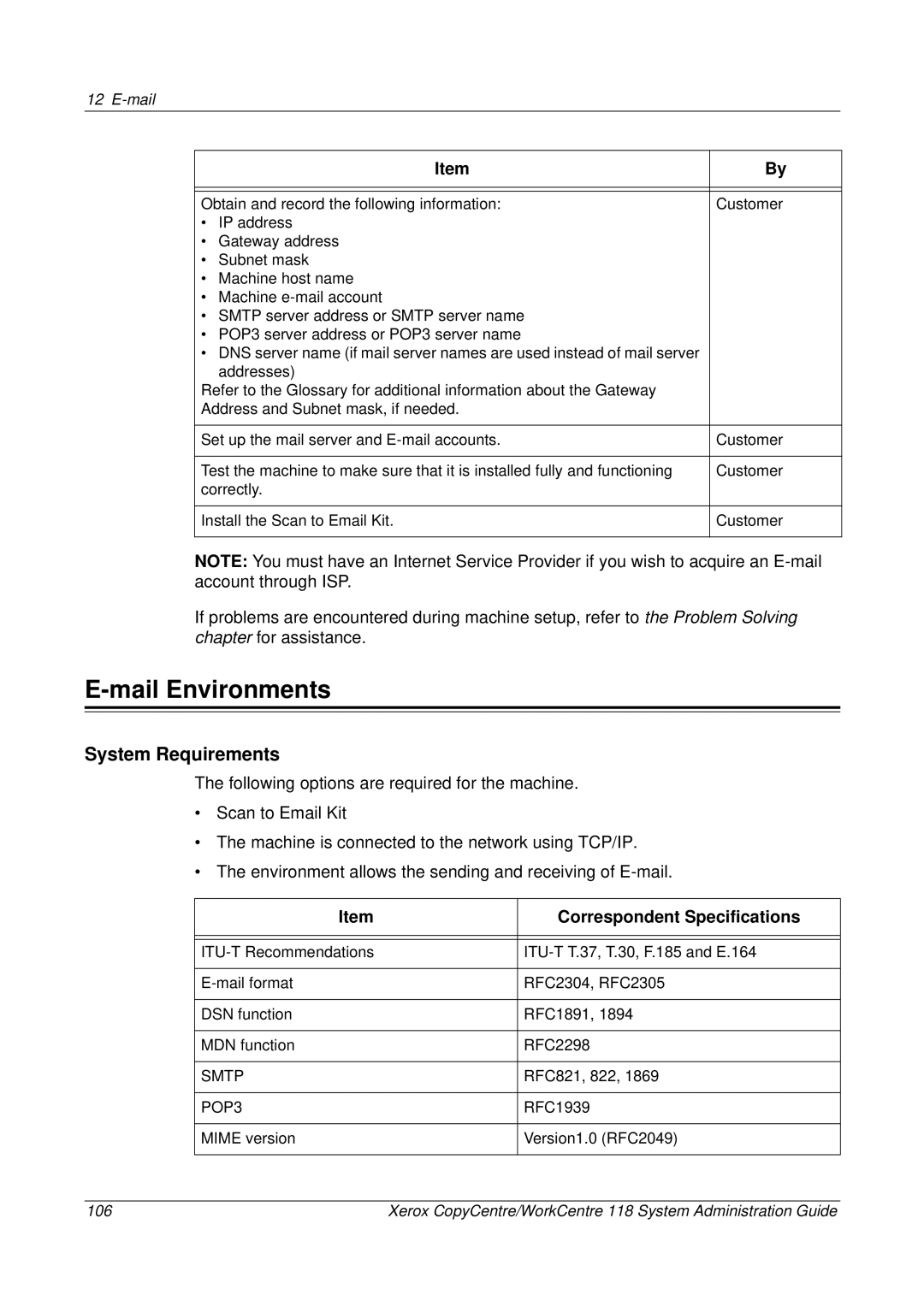 Xerox 701P42722_EN manual Mail Environments, System Requirements, Correspondent Specifications 