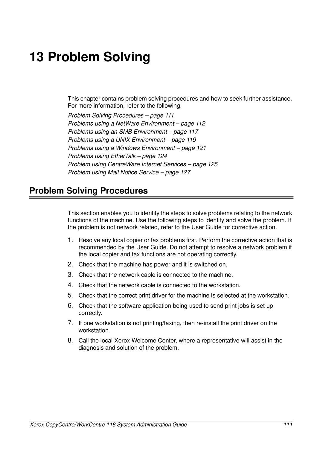 Xerox 701P42722_EN manual Problem Solving Procedures 