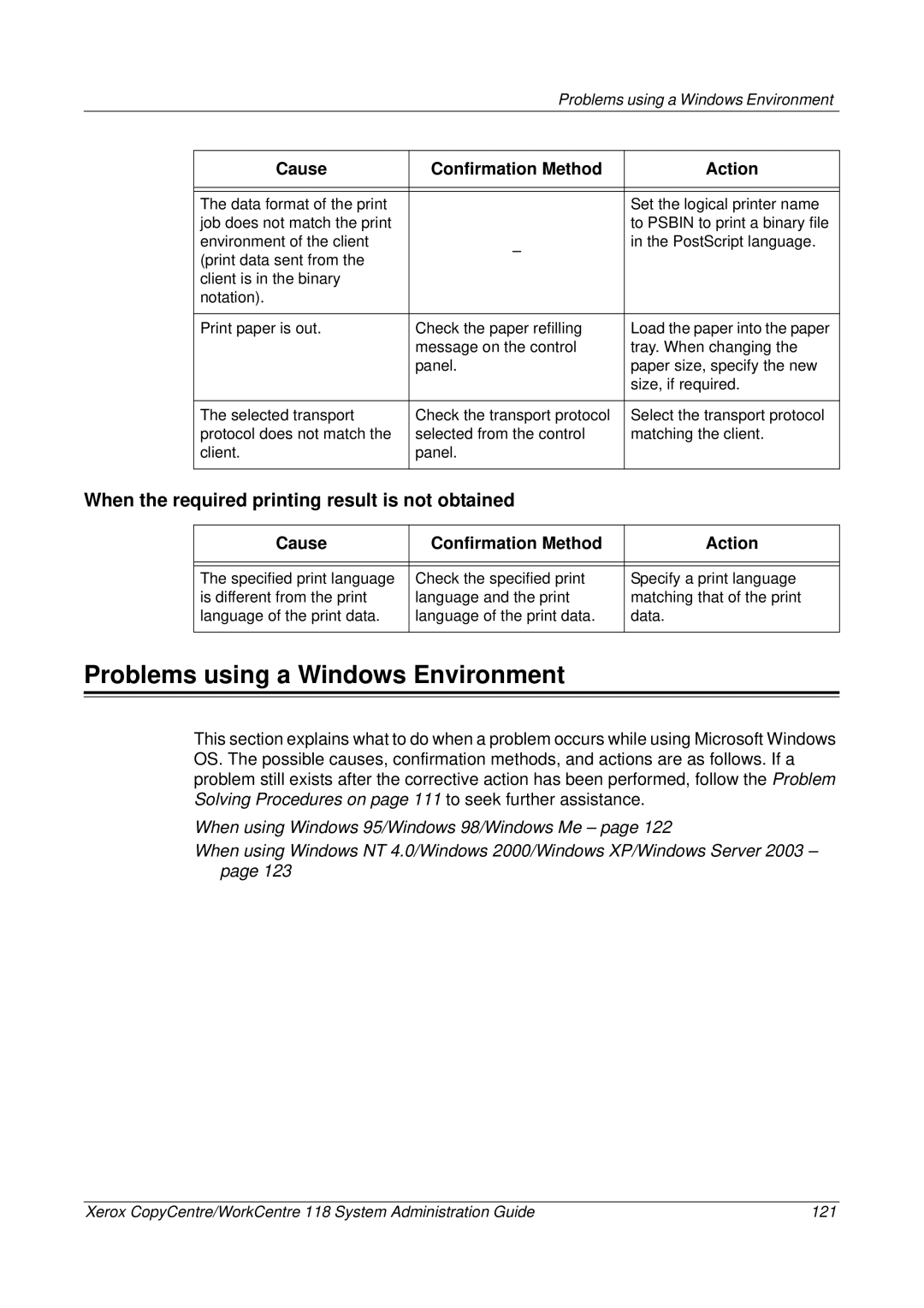 Xerox 701P42722_EN manual Problems using a Windows Environment, When the required printing result is not obtained 