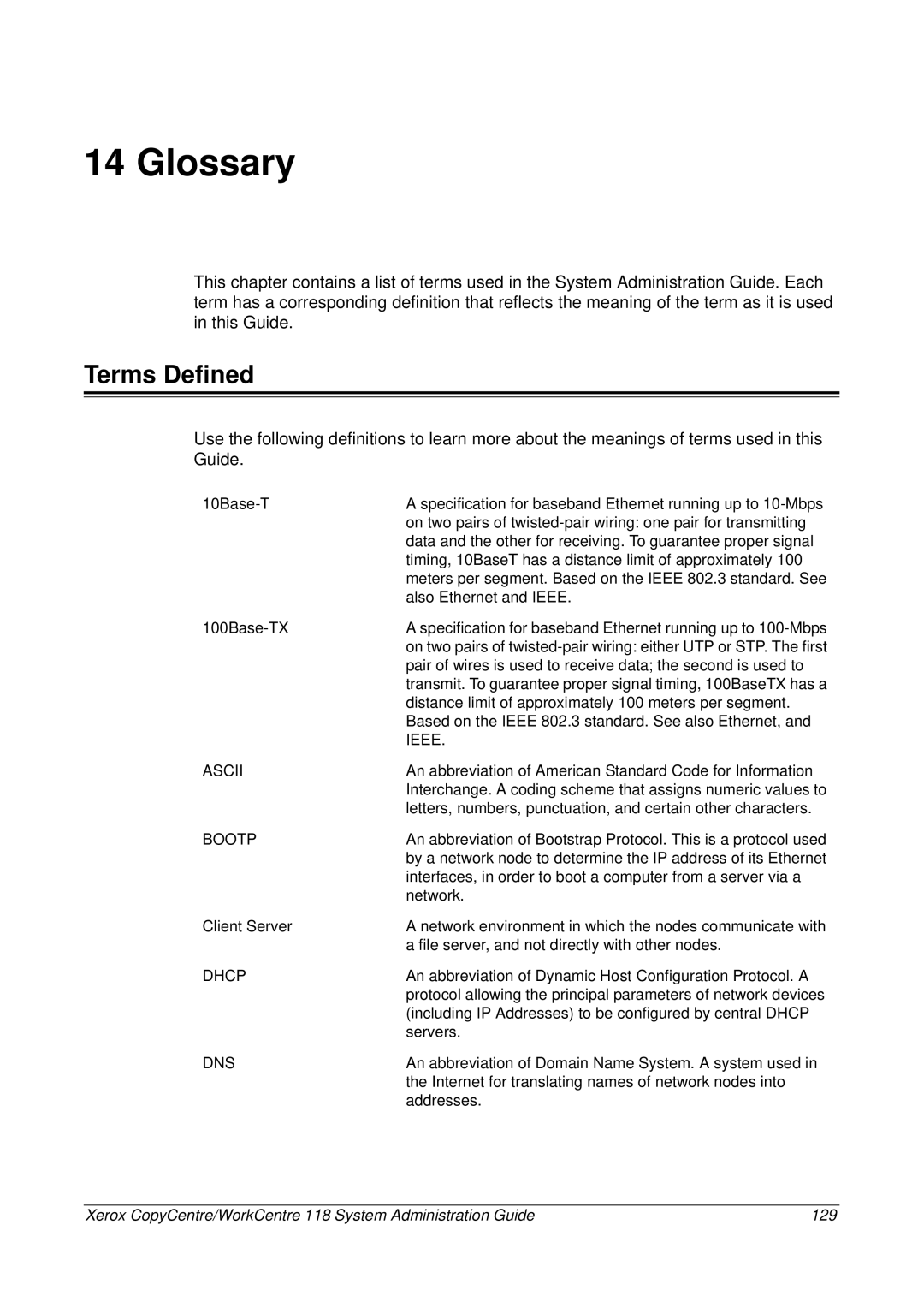 Xerox 701P42722_EN manual Glossary, Terms Defined 