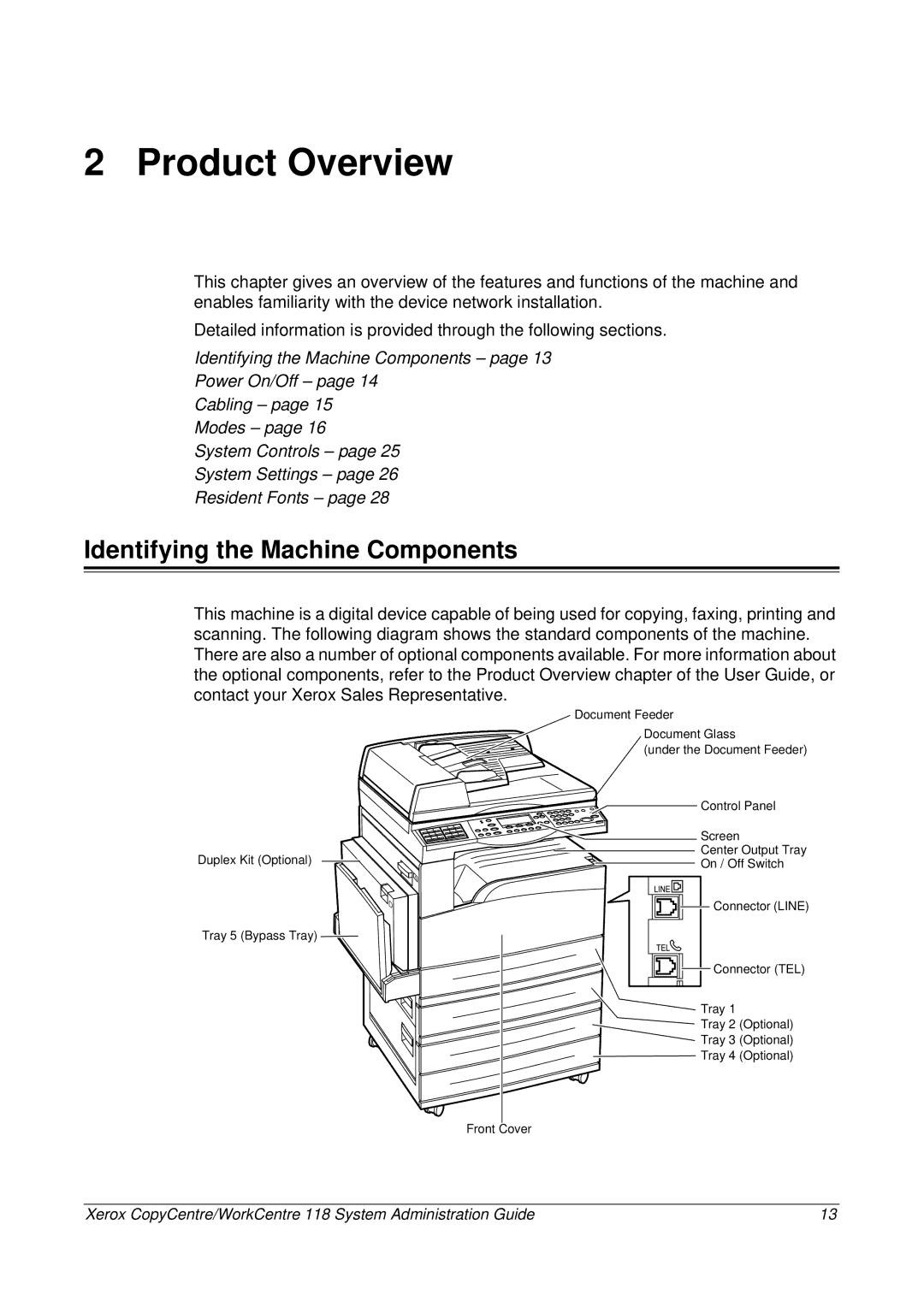 Xerox 701P42722_EN manual Product Overview, Identifying the Machine Components 