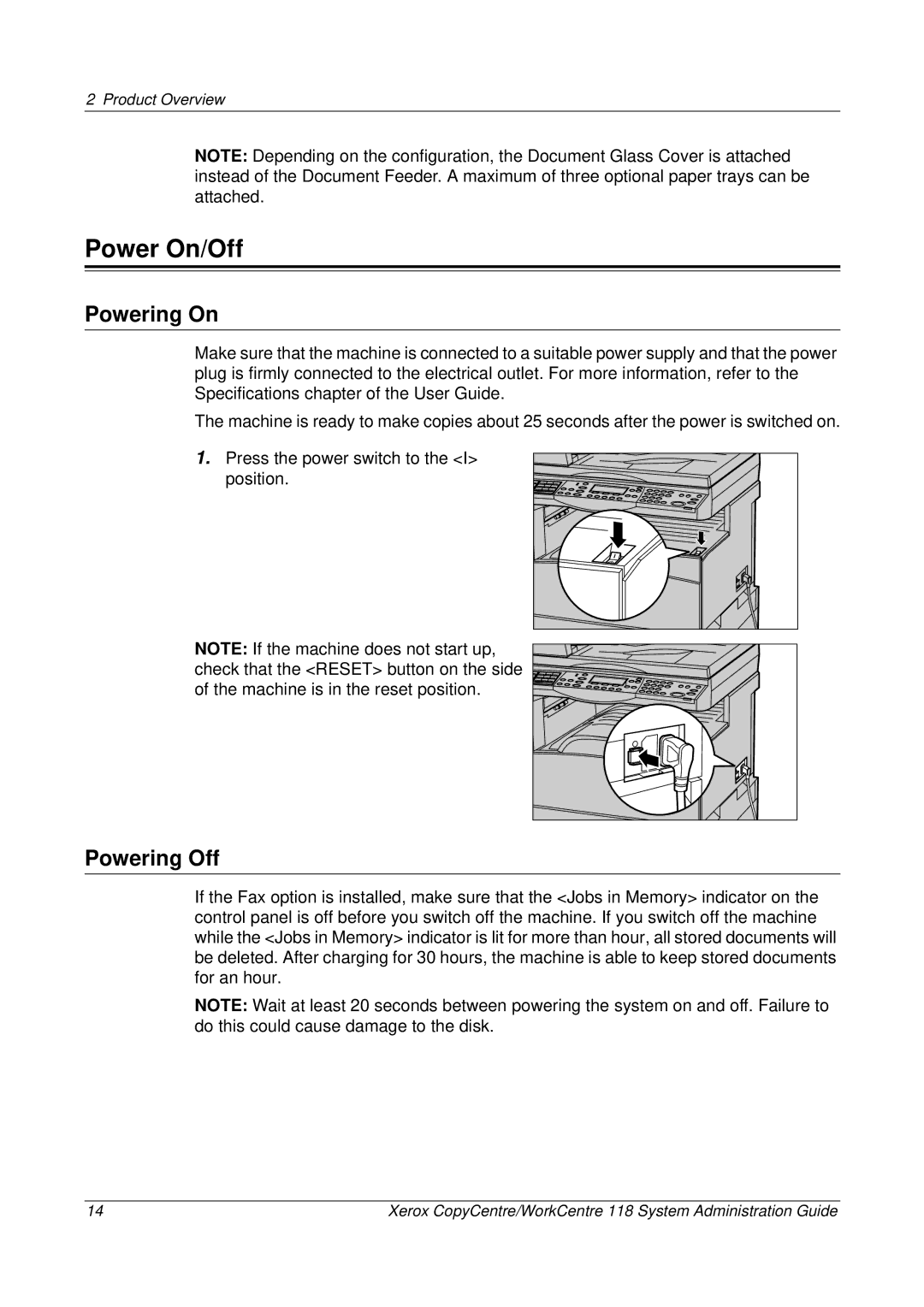 Xerox 701P42722_EN manual Power On/Off, Powering On, Powering Off 