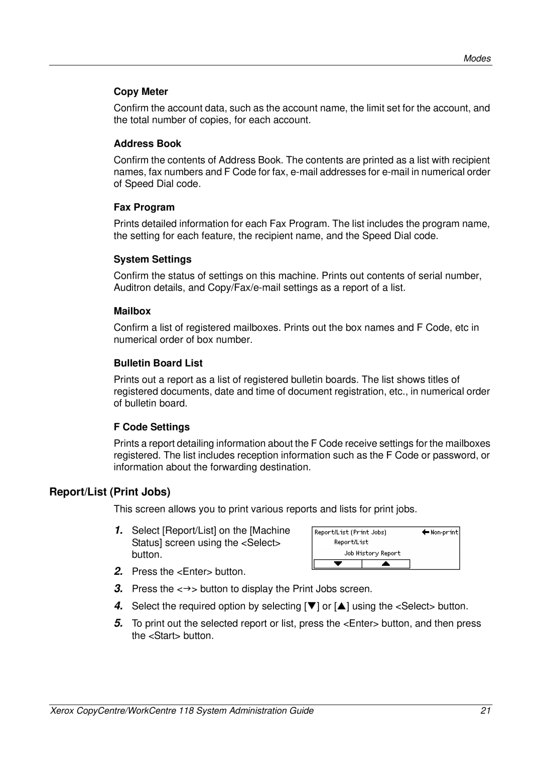 Xerox 701P42722_EN manual Report/List Print Jobs 