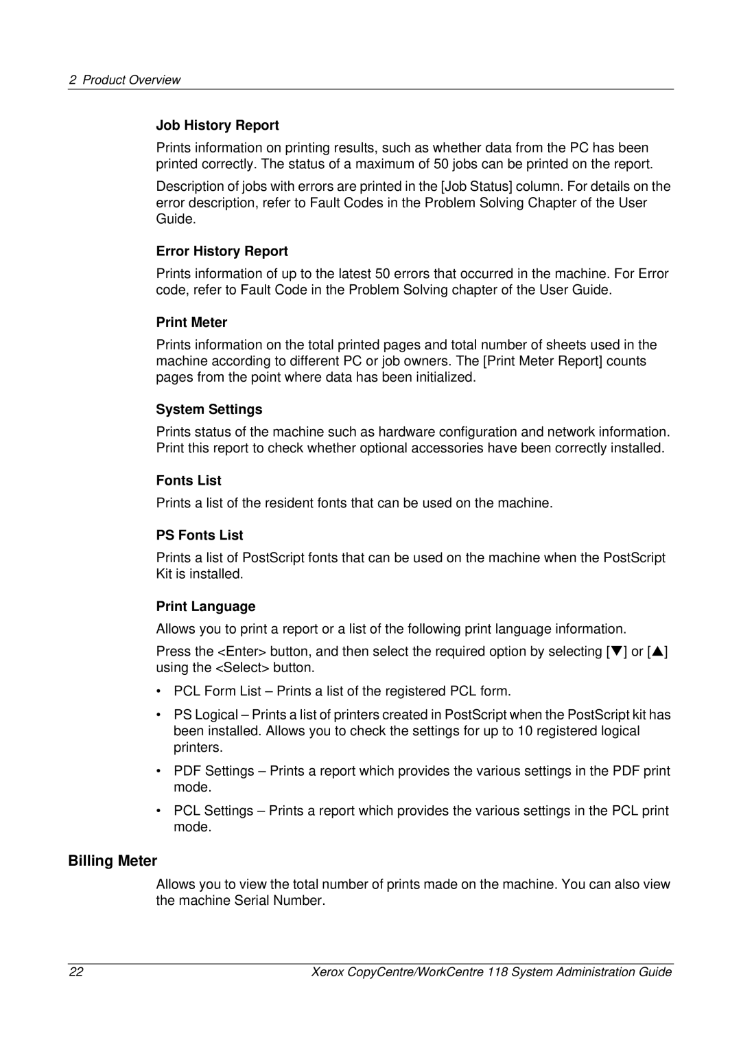 Xerox 701P42722_EN manual Billing Meter 