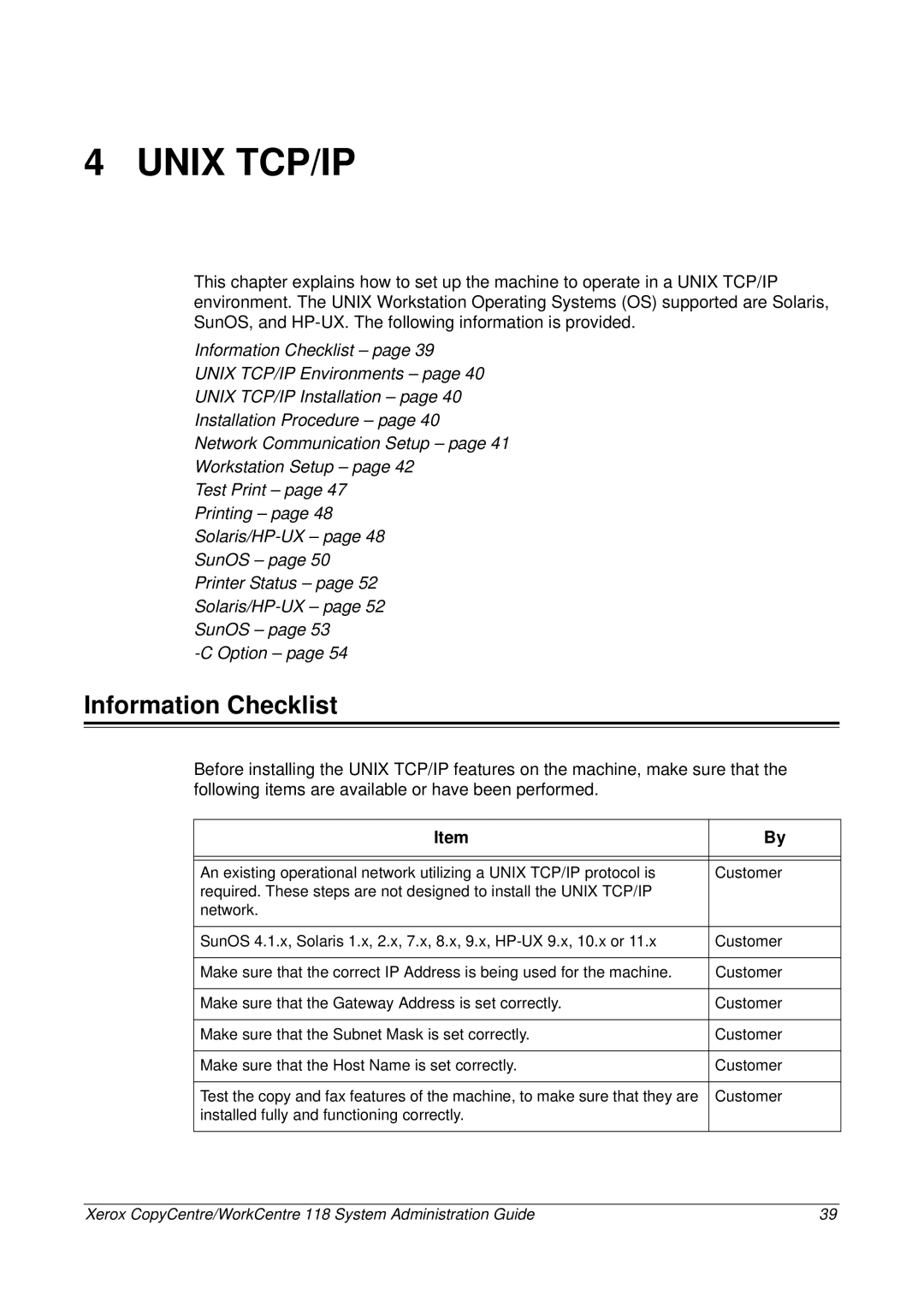 Xerox 701P42722_EN manual Unix TCP/IP 