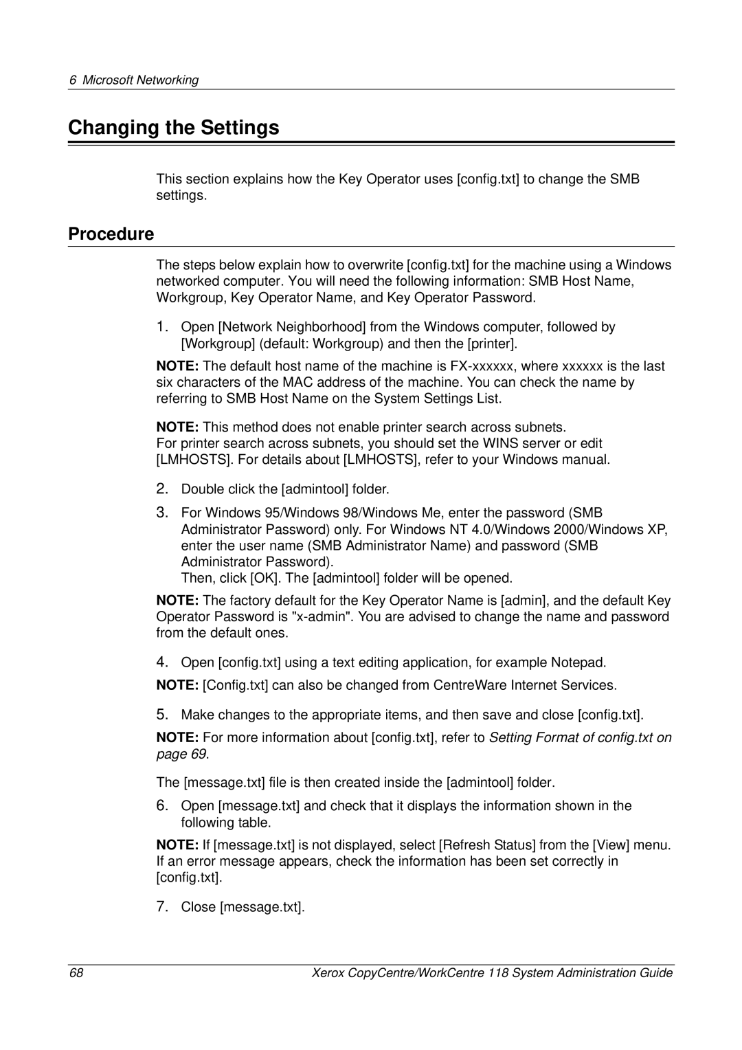 Xerox 701P42722_EN manual Changing the Settings, Procedure 