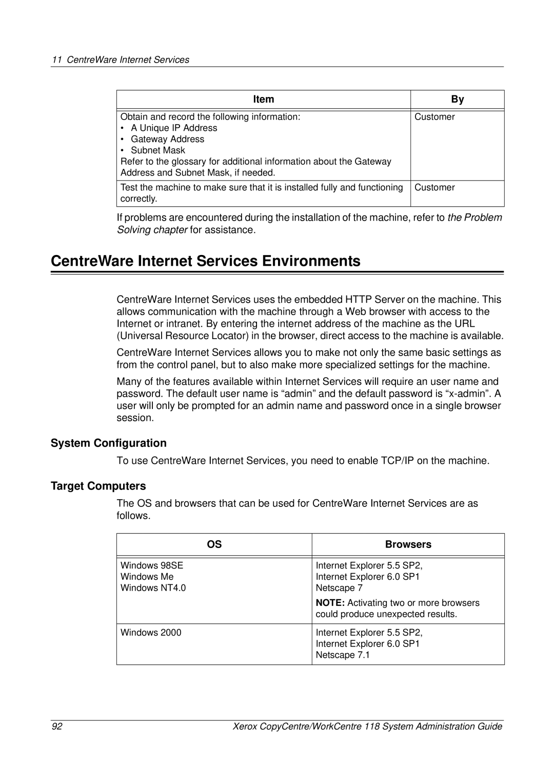 Xerox 701P42722_EN manual CentreWare Internet Services Environments, Browsers 