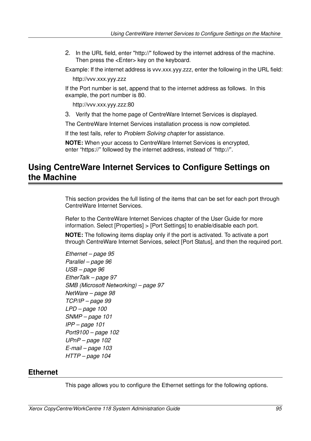 Xerox 701P42722_EN manual Ethernet 