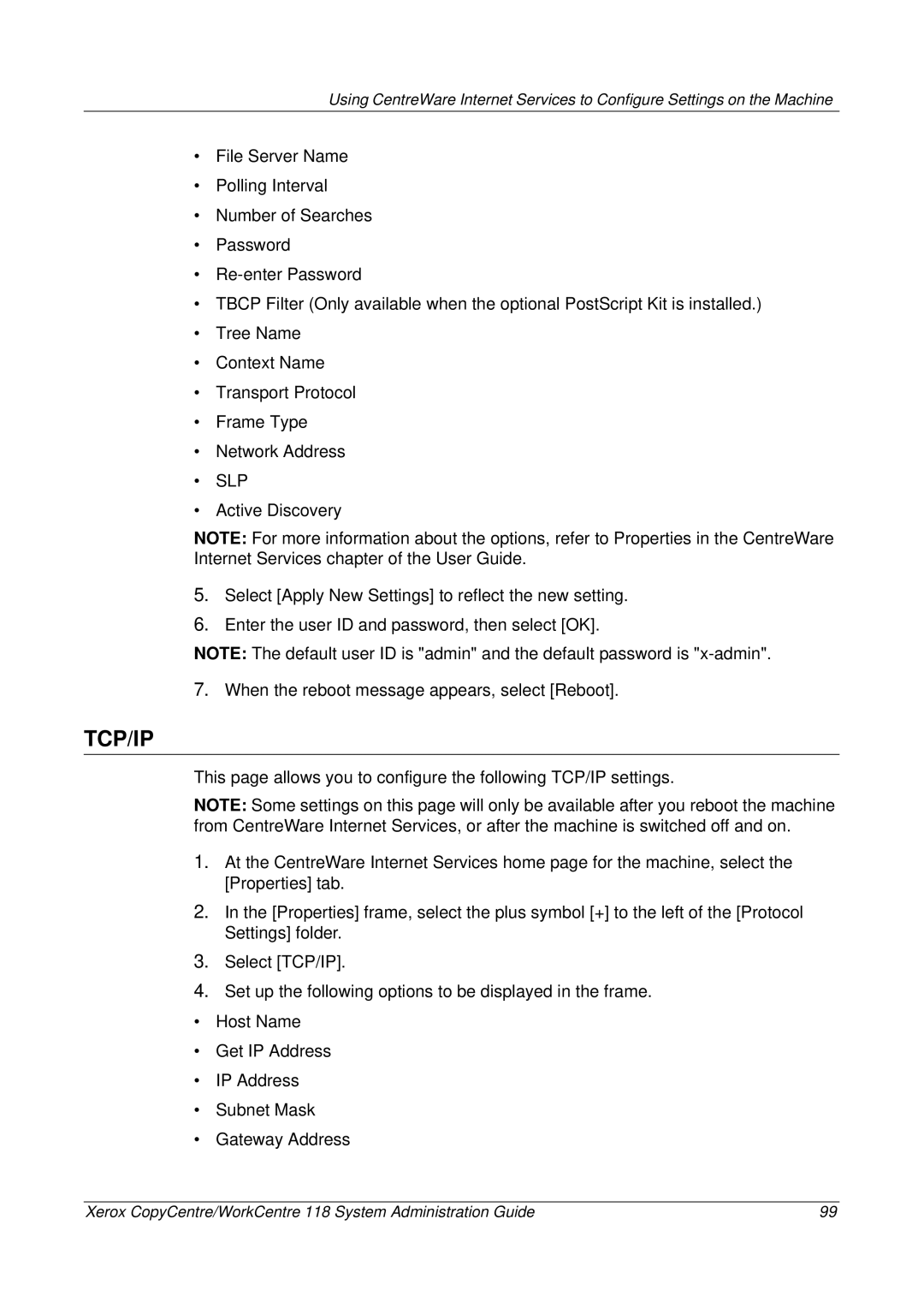 Xerox 701P42722_EN manual Tcp/Ip 