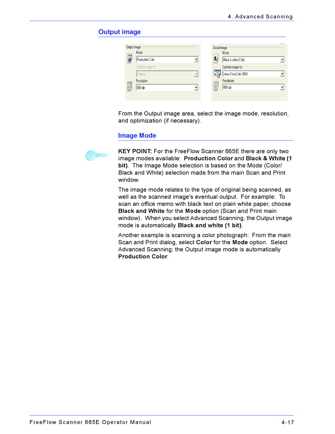 Xerox 701P44148 manual Output image, Image Mode 