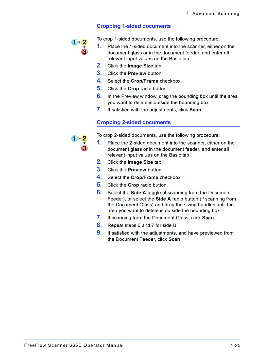 Xerox 701P44148 manual Cropping 1-sided documents, Cropping 2-sided documents 