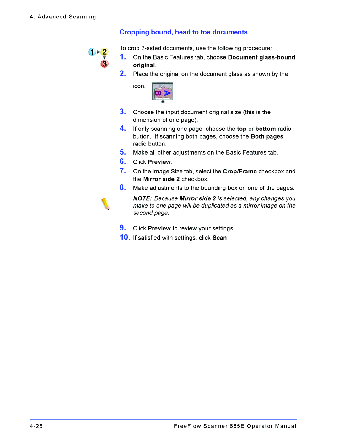 Xerox 701P44148 manual Cropping bound, head to toe documents 