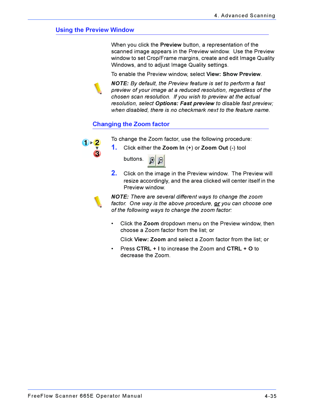 Xerox 701P44148 manual Using the Preview Window, Changing the Zoom factor 