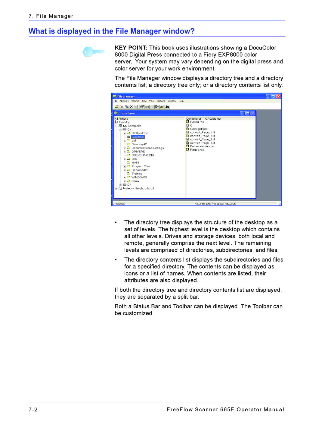 Xerox 701P44148 manual What is displayed in the File Manager window? 