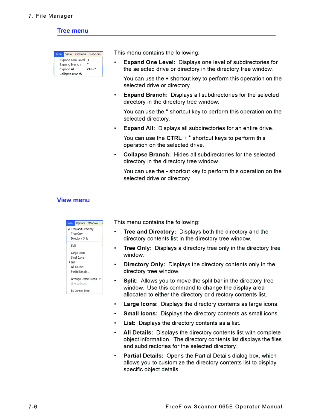 Xerox 701P44148 manual Tree menu, View menu 