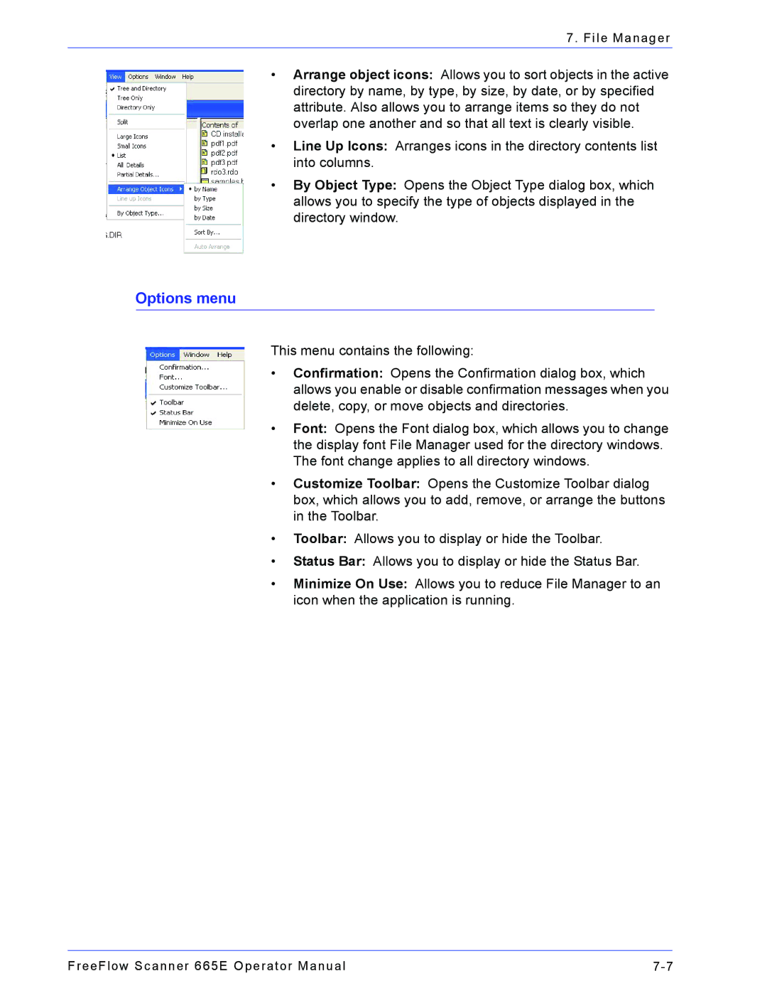 Xerox 701P44148 manual Options menu 