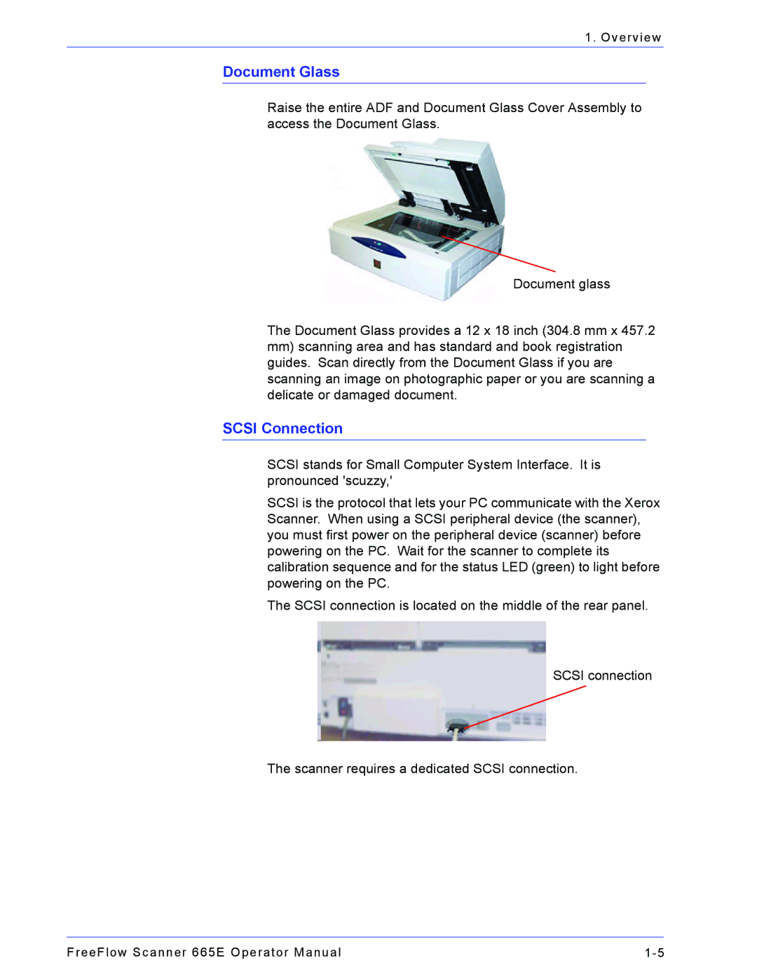 Xerox 701P44148 manual Document Glass, Scsi Connection 