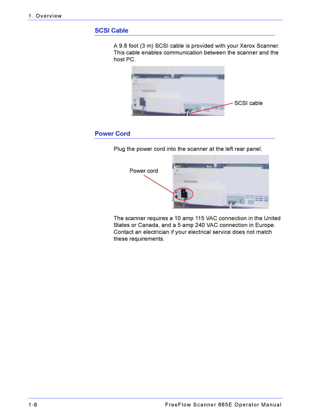 Xerox 701P44148 manual Scsi Cable, Power Cord 