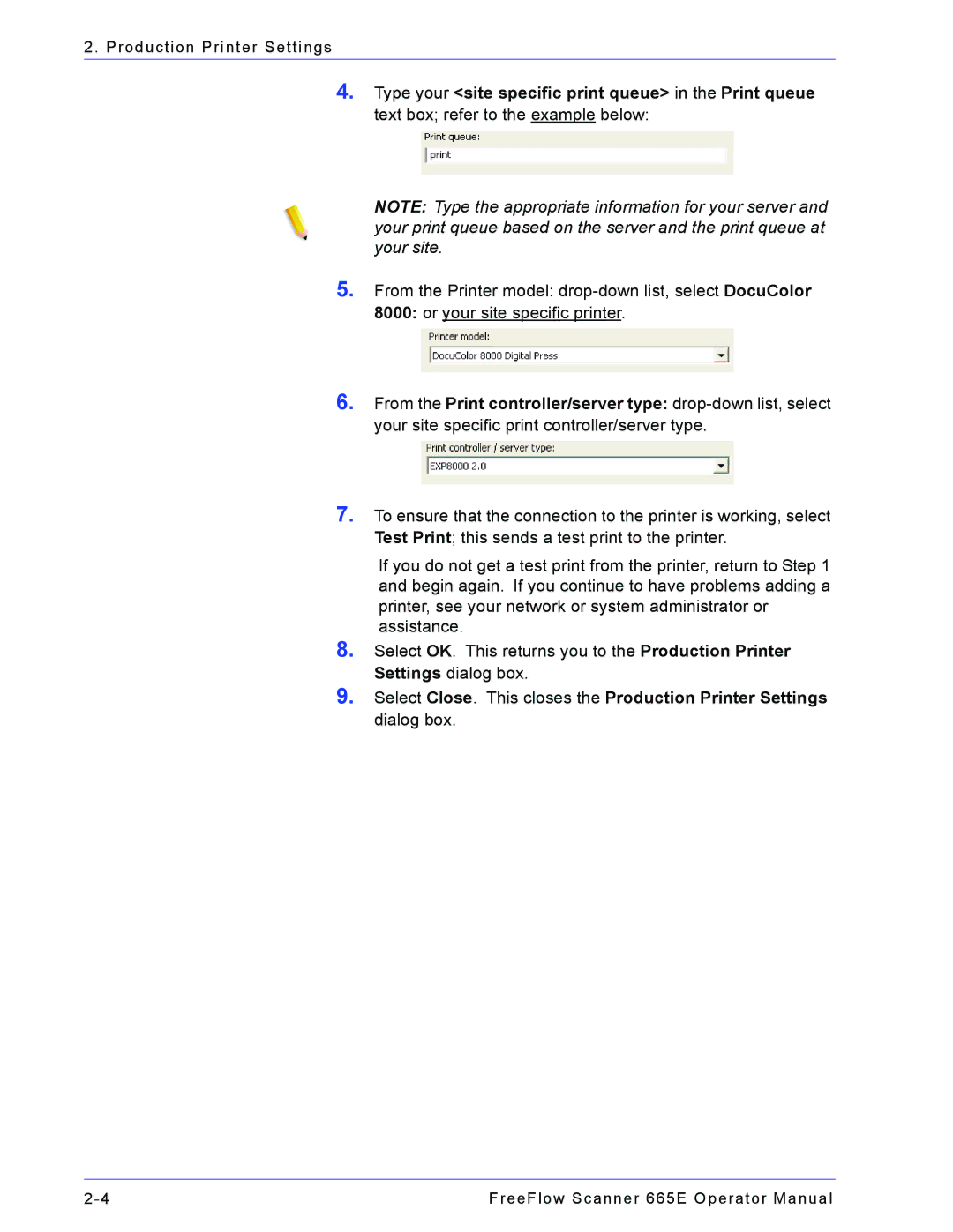 Xerox 701P44148 manual Production Printer Settings 